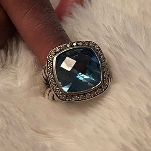 AUTHENTIC 14mm DAVID YURMAN HAMPTON BLUE Albion Ring with Diamonds
